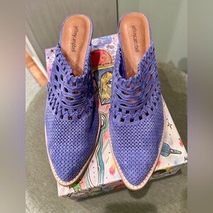 Jeffrey Campbell Violet Suede Woven Cutout Mule